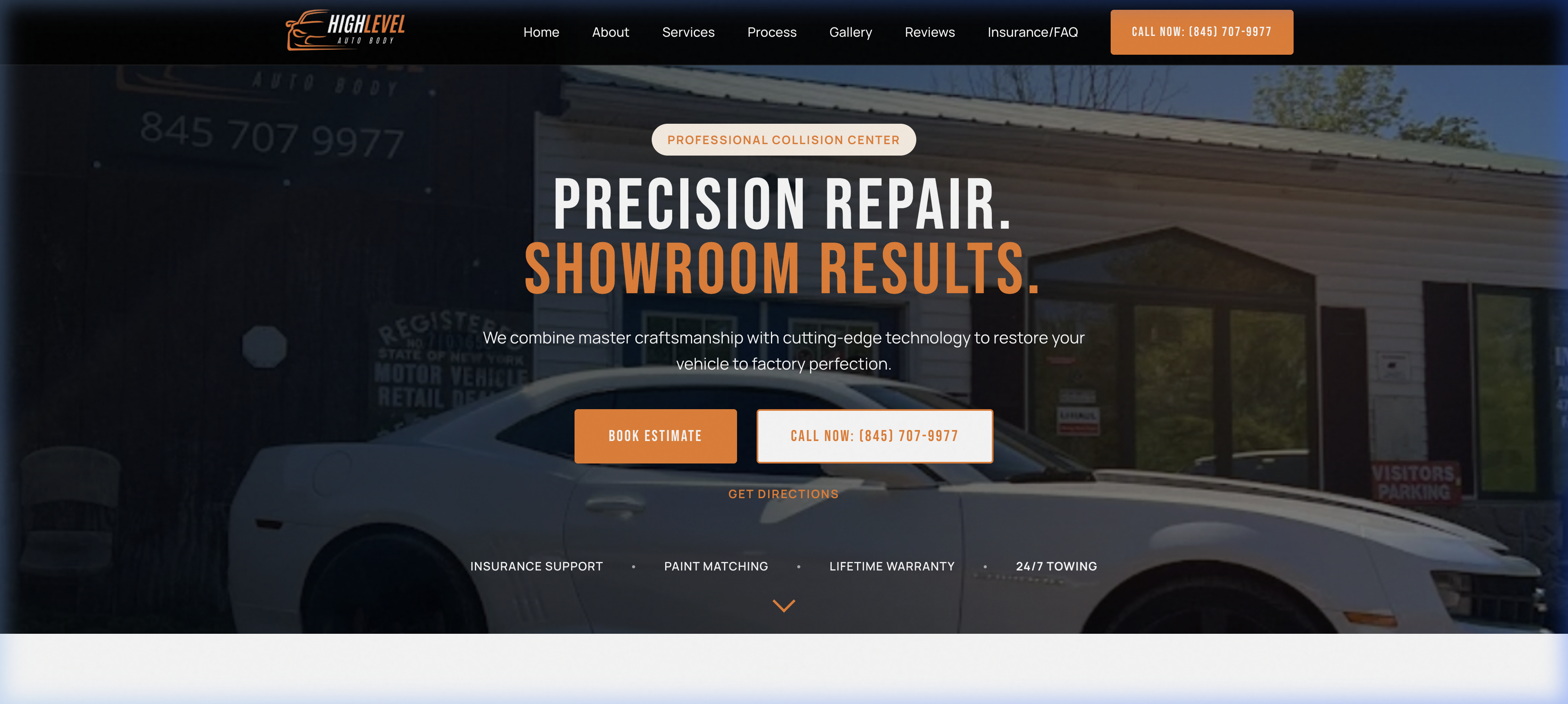 High Level Auto Body NY website by Apex WebWorks