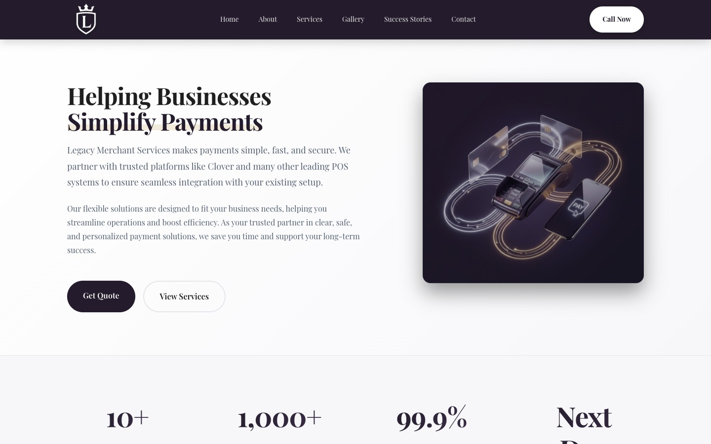 Legacy Merchant Services website by Apex WebWorks