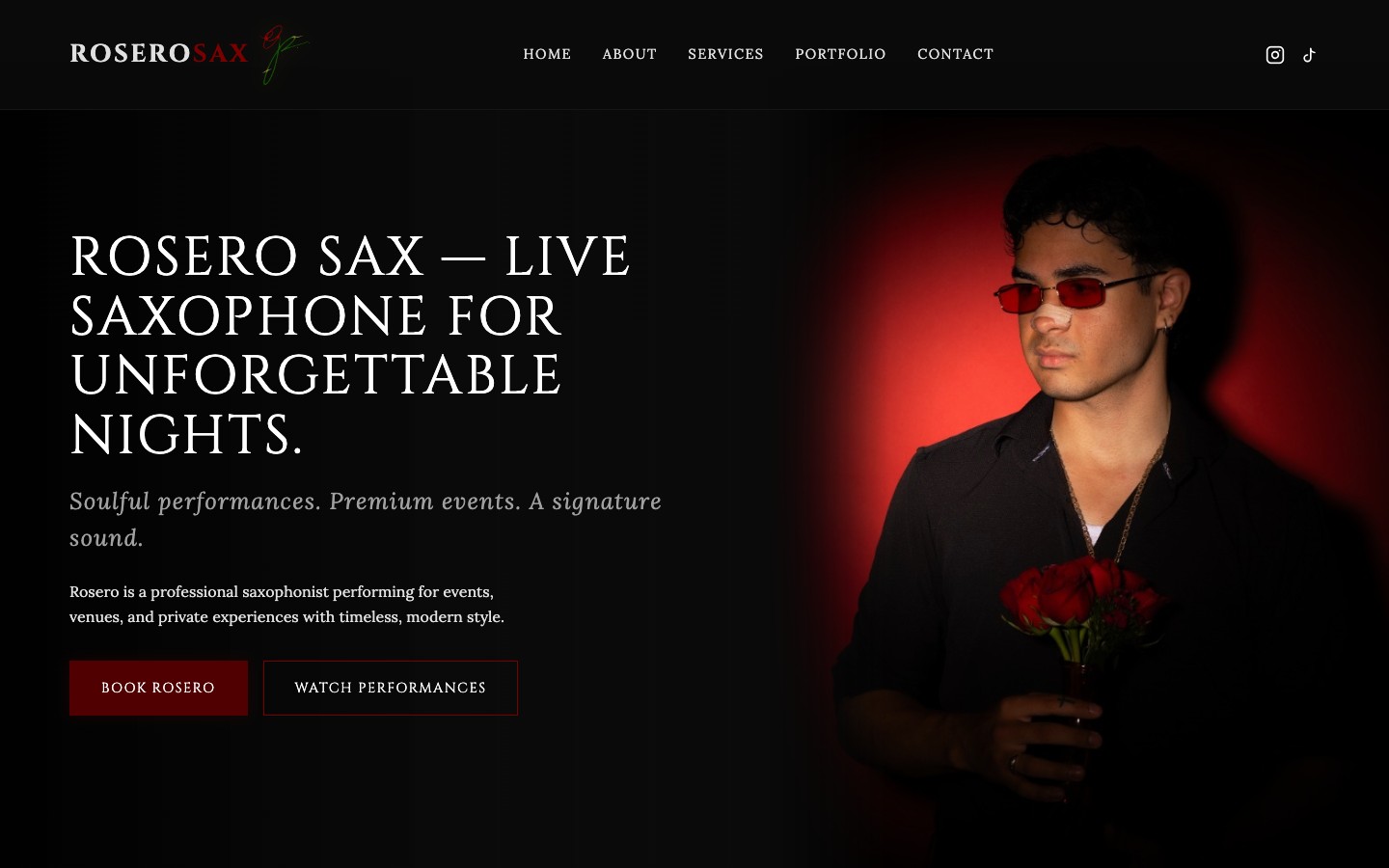Rosero Sax website by Apex WebWorks
